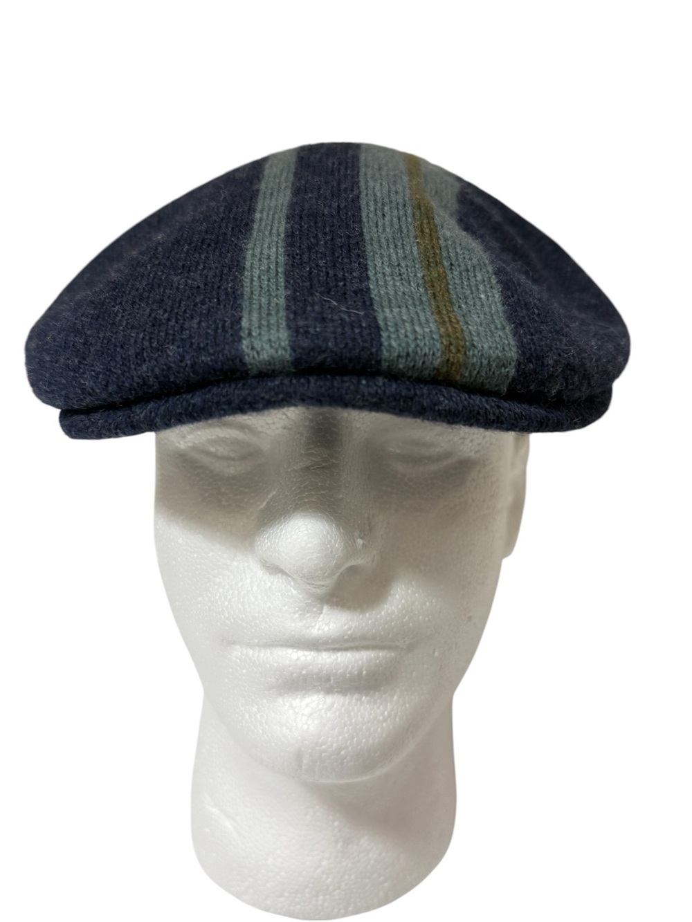 Kangol Striped Wool Newsboy Cap in Navy and Slate